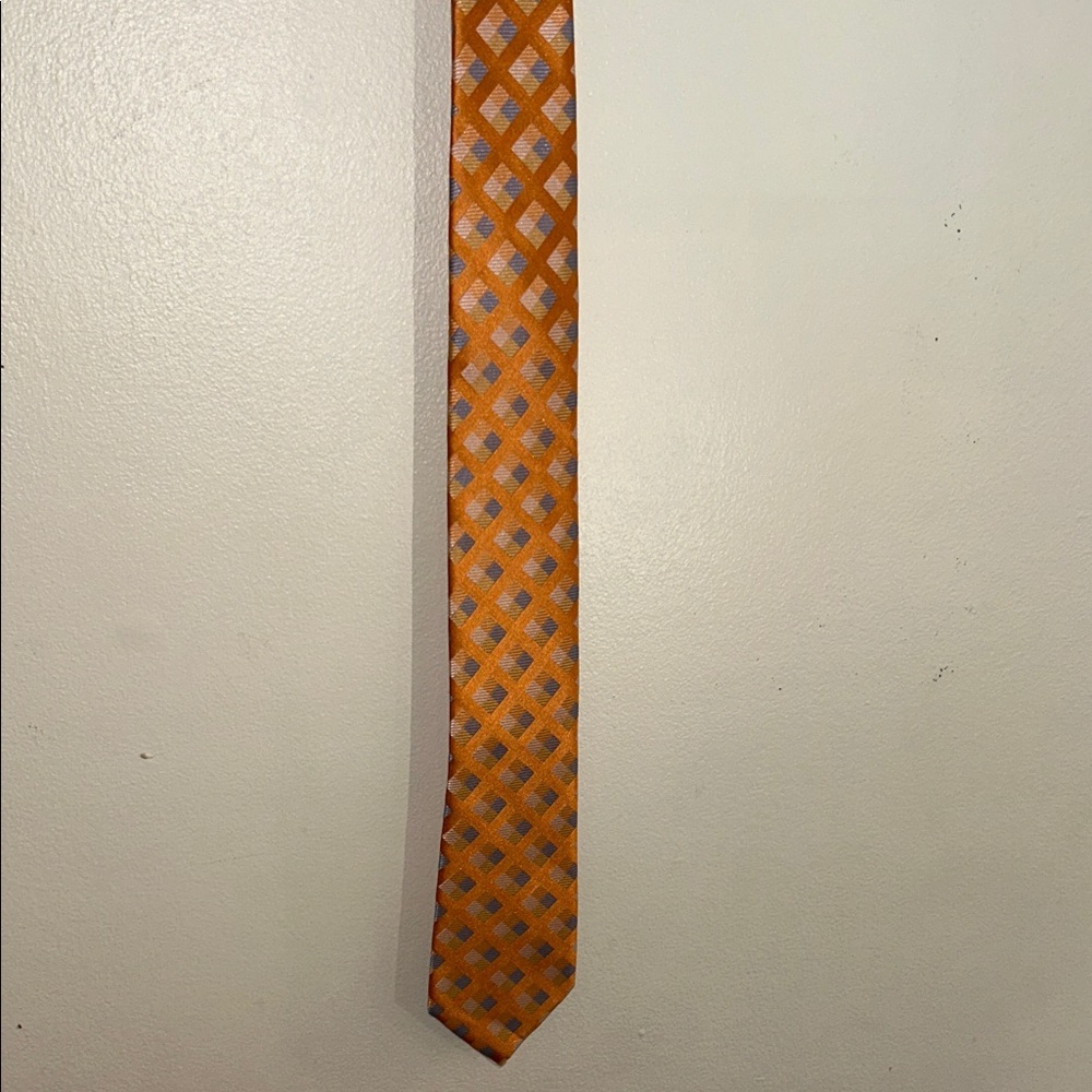 Michael Kors Orange and Gray Patterned Tie